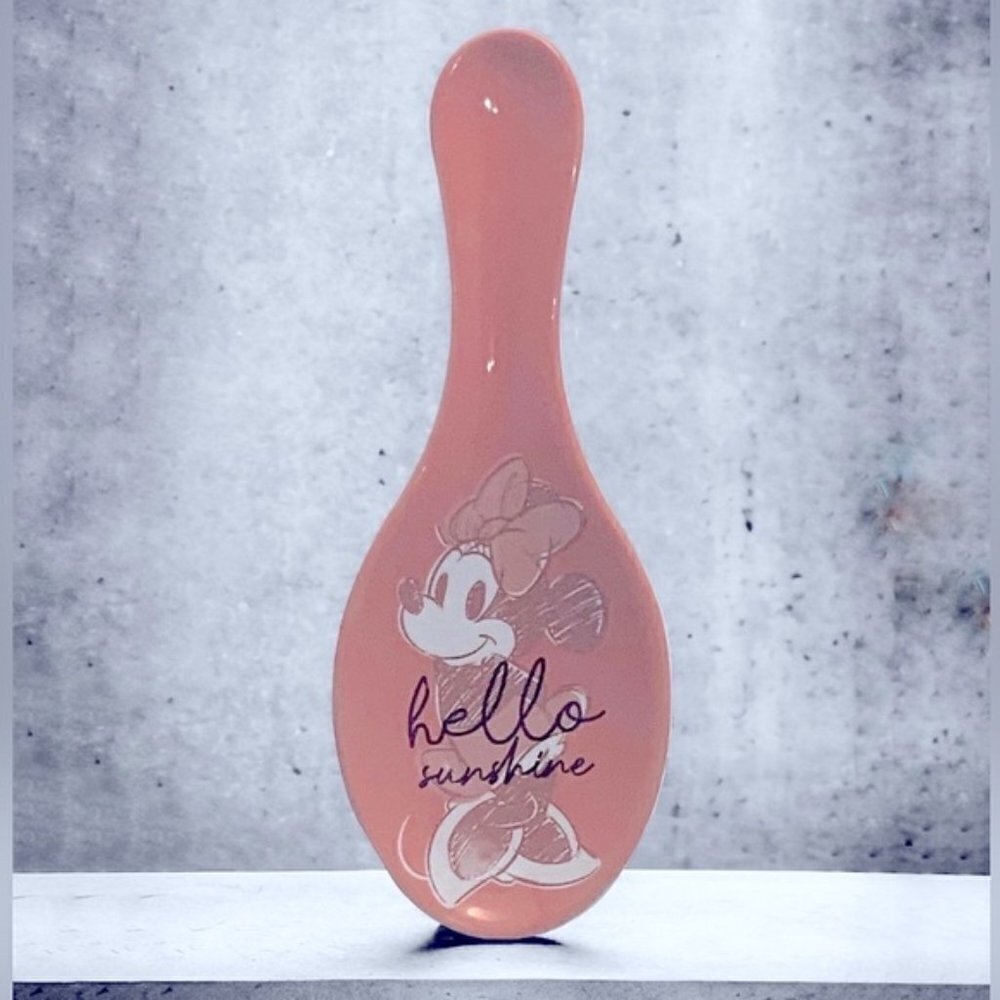 Disney Minnie Mouse Spoon Rest Ceramic Hello Sunshine NWT Mid Century Pink Coral